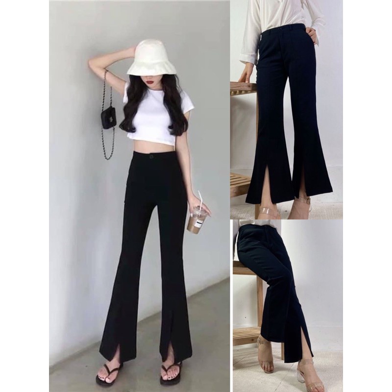 Quần Ống Loe Cạp Cao Xẻ Trước 899