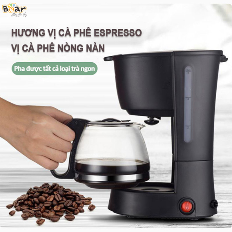 Máy Pha Cà Phê Đa Năng Bear CF B06V2 Máy Pha Cafe Mini Dung Tích 600Ml Thao Tác Đơn Giản Nhanh Chóng