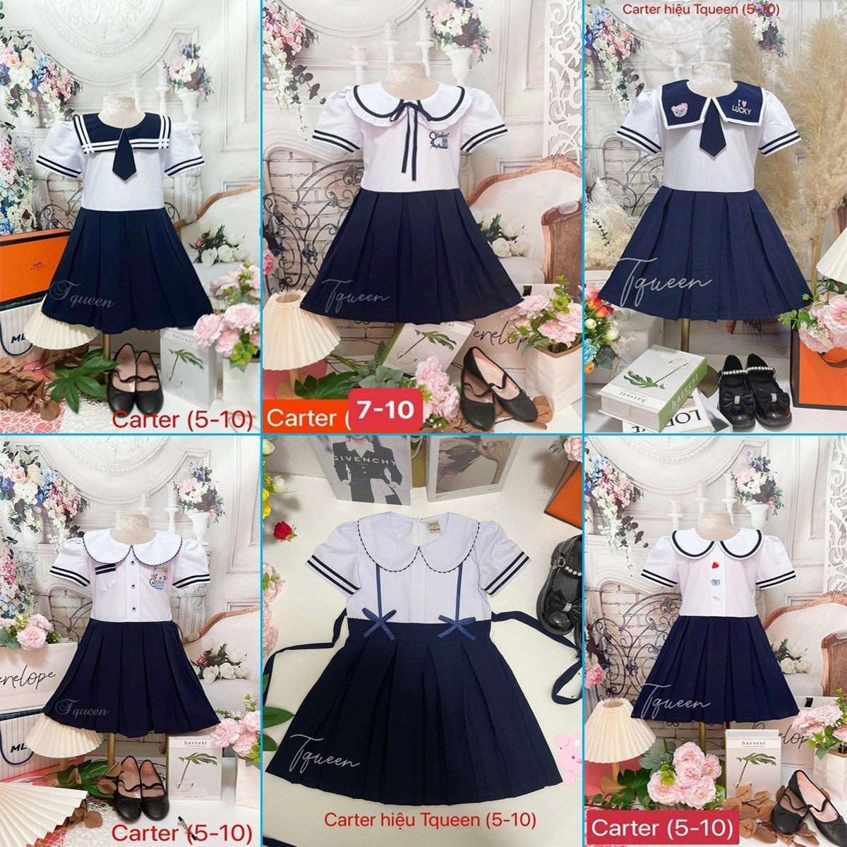Đầm học sinh - Vải kate lụa - Danangsale