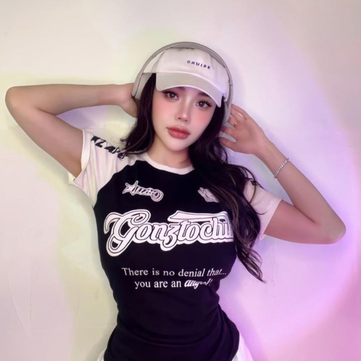 Áo thun Baby Tee tay phối màu PINKSTORE29 in chữ phong cách KZ ALIEN A5733