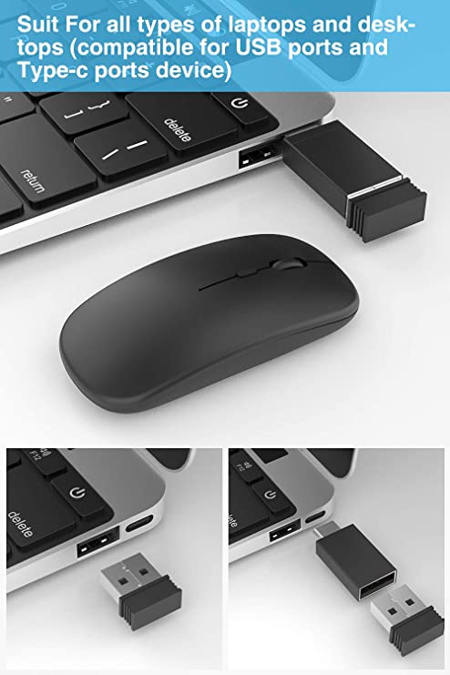Super Slim 2.4G Wireless Silent Bluetooth Mouse 1600 DPI Optical Wireless Computer Mute Mice USB Receiver For PC Laptop Notebook(Gray)