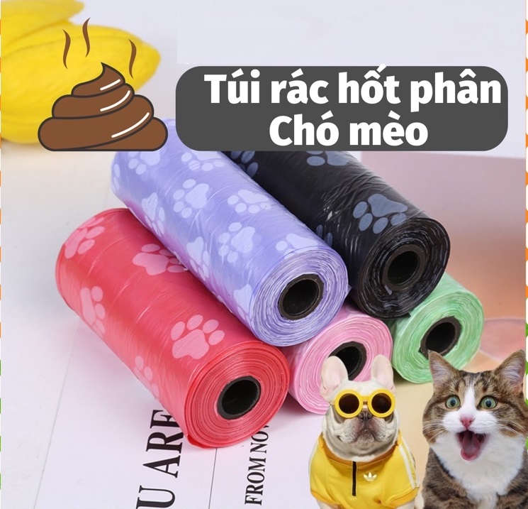 Túi nylon đựng phân chó mèo, bao đựng chất thải tự phân hủy (15 túi nilon/ cuộn)