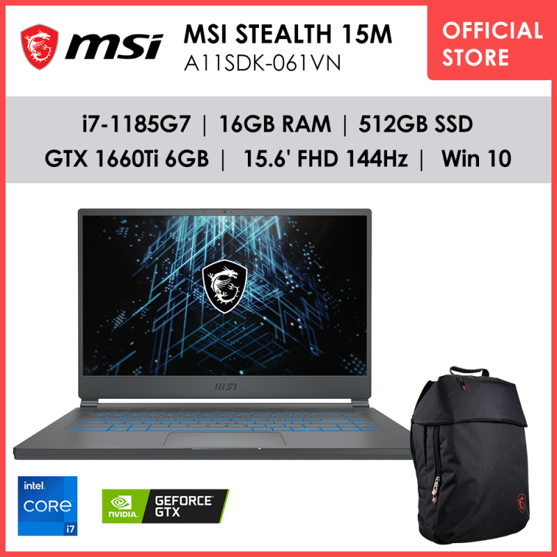 Bảng giá MSI Stealth 15M A11SDK-061VN (i7-1185G7 | 16GB | 512GB | VGA GTX 1660Ti 6GB | 15.6 FHD 144Hz | Win 10) Phong Vũ