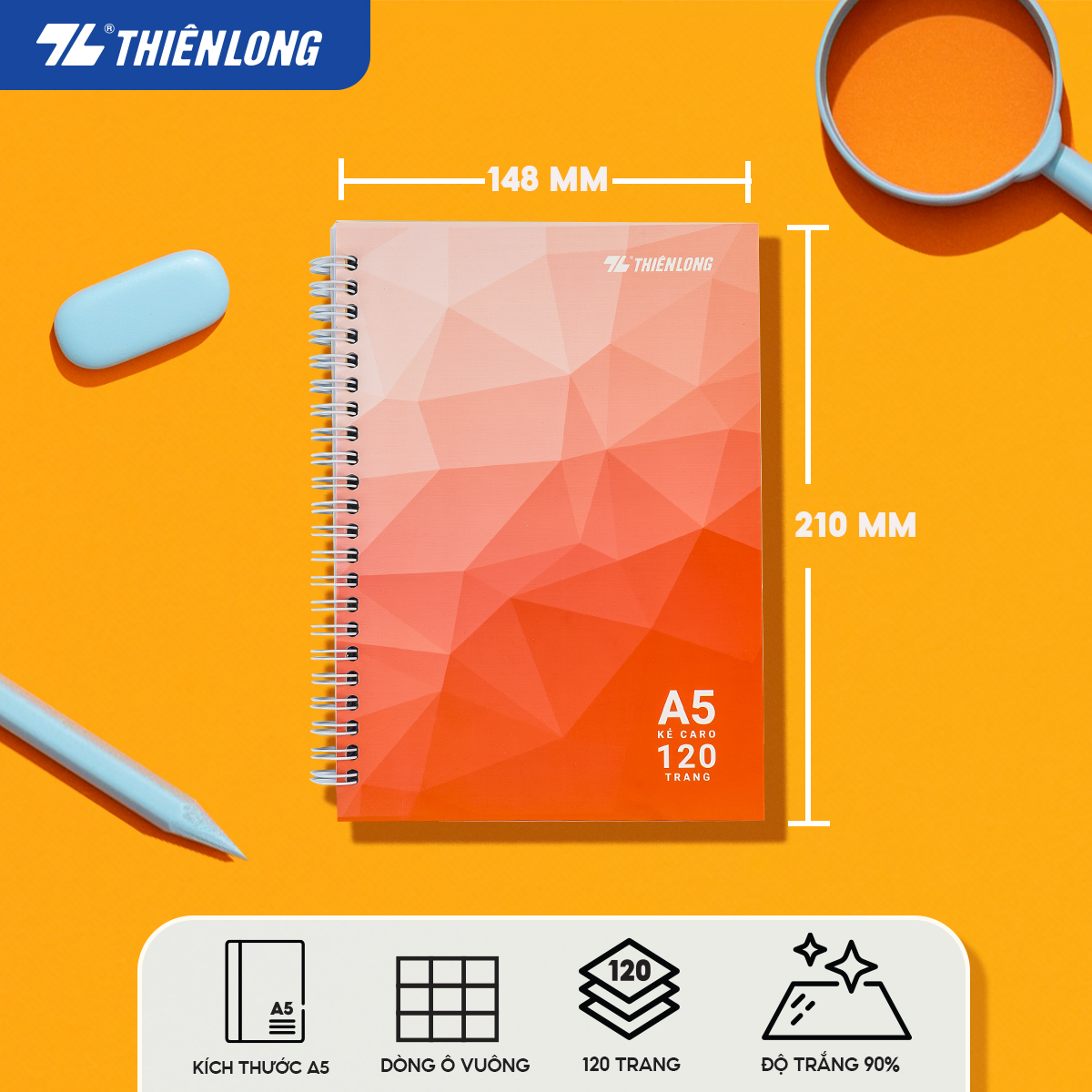 Sổ lò xo a5 thiên long mb-015 - sổ tay lò xo ghi chép, takenote, planner a5 120 trang