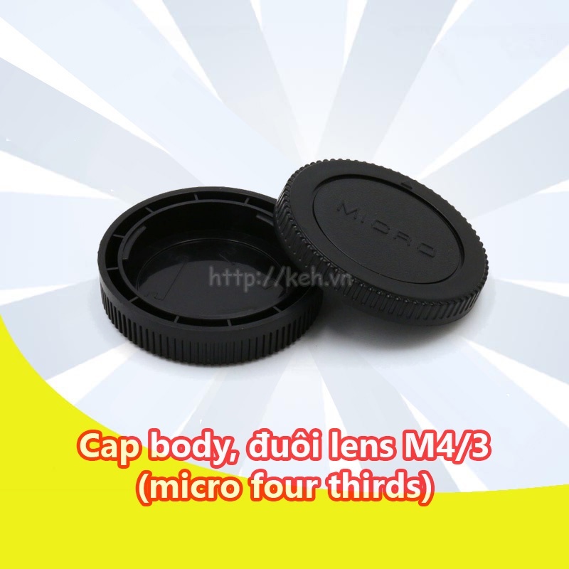 Nắp Cap sau lens M43, Nắp body cho lens/máy ảnh M4/3 Olympus Panasonic Leica Micro ( Rear cap, body cap ngàm M4/3 M43 )