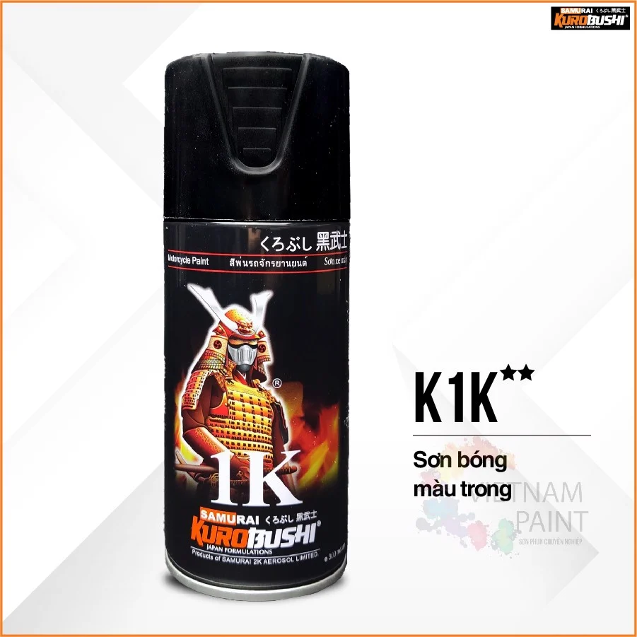 Sơn Xịt Samurai bóng - K1K (không Màu) Và K1KT(Không Màu- Hiệu Ứng Ánh )