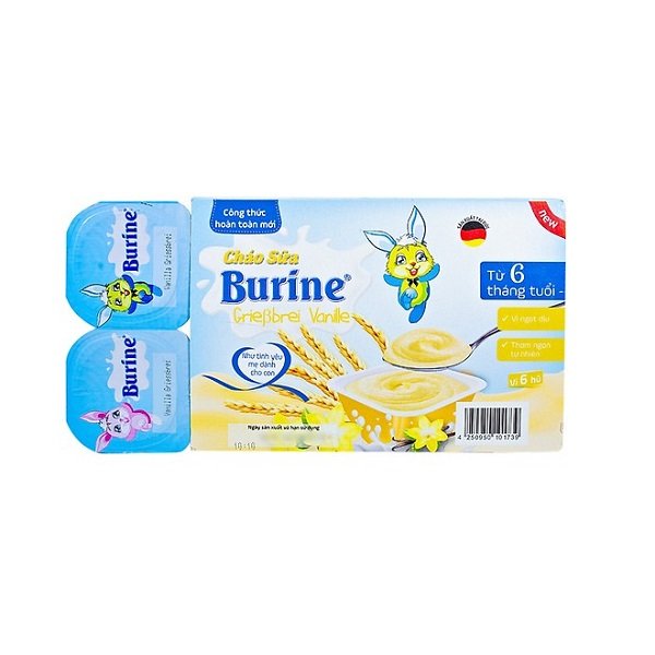 Cháo Sữa Burine Đủ Vị Vani, Bích Quy, Pudding [Lốc 6 hộp x50g [Date 07/2024]