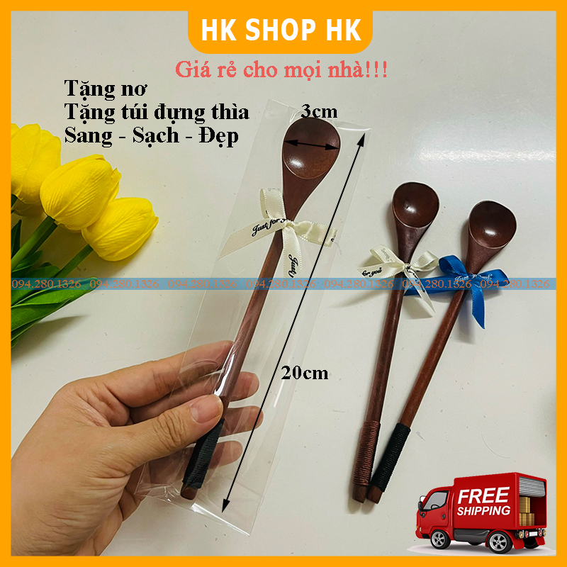 Thìa gỗ cán dài khuấy cafe theo phong cách Nhật