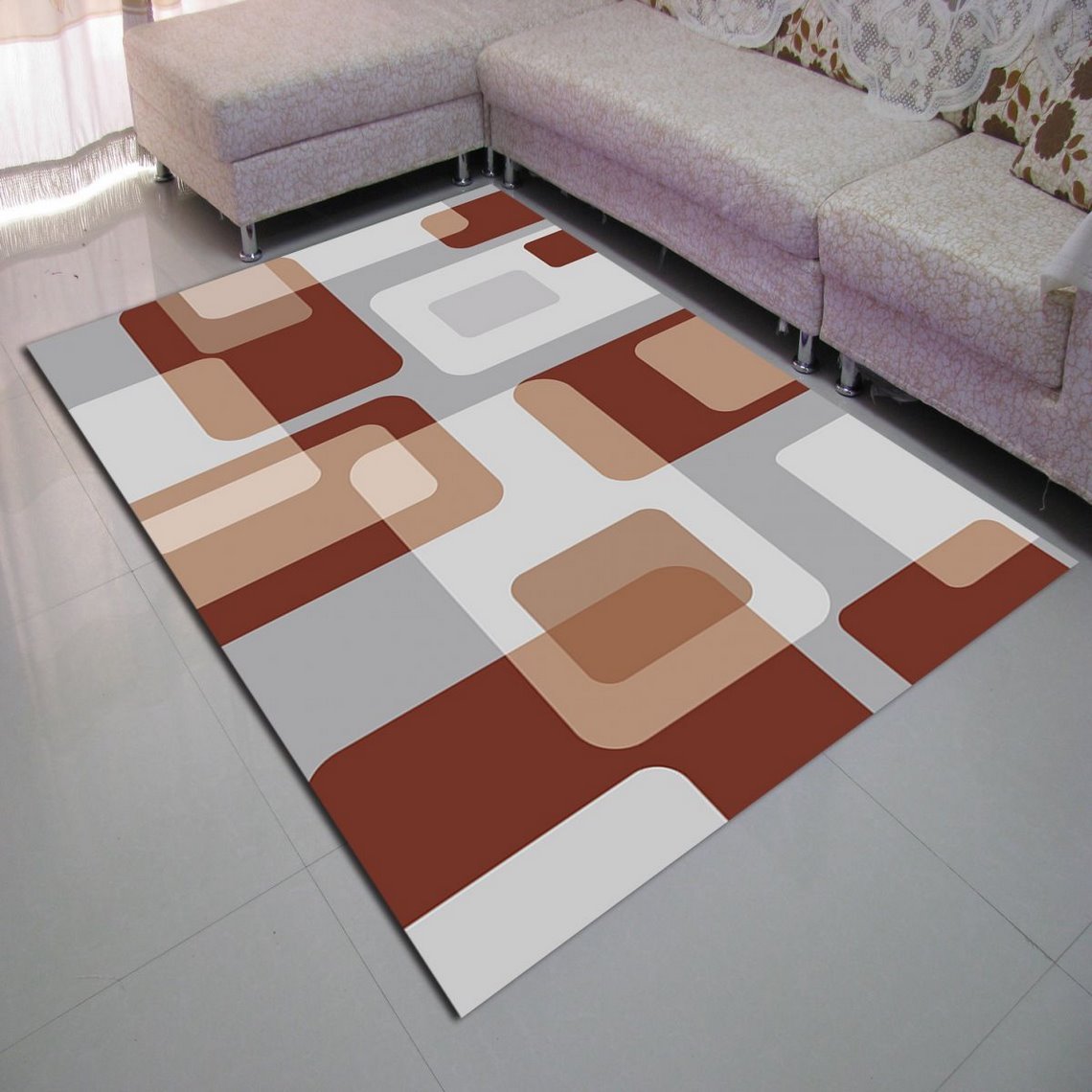 Thảm nhung 3D họa tiết chữ nhật TSN19