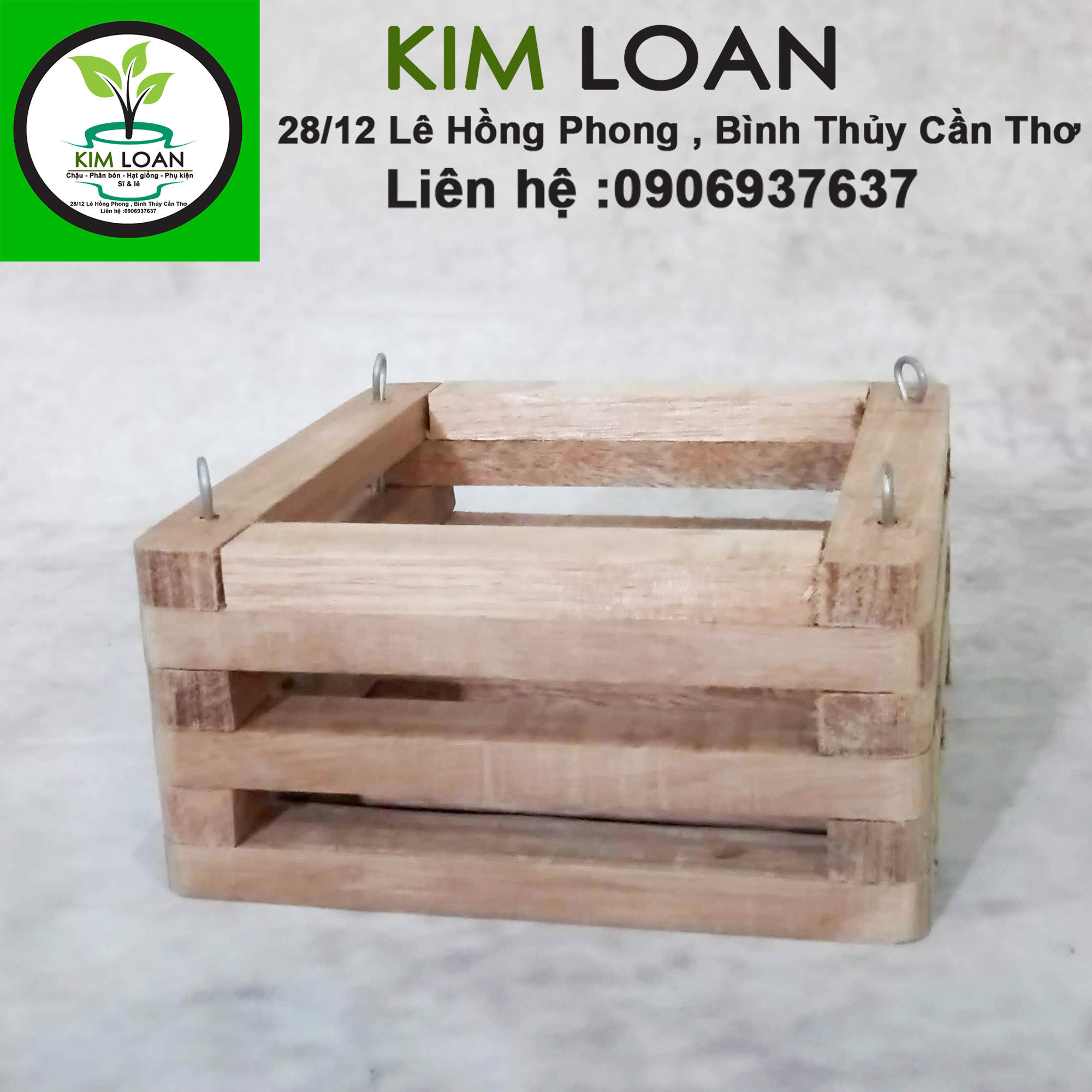 Chậu lan gỗ hộp vuông 15x7cm
