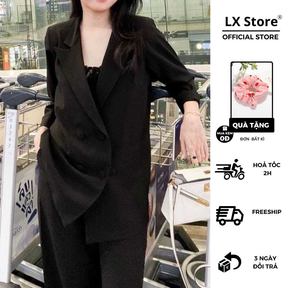 Áo Vest 4 Nút Bọc Vải Phom Suông (ĐEN, TRẮNG)
