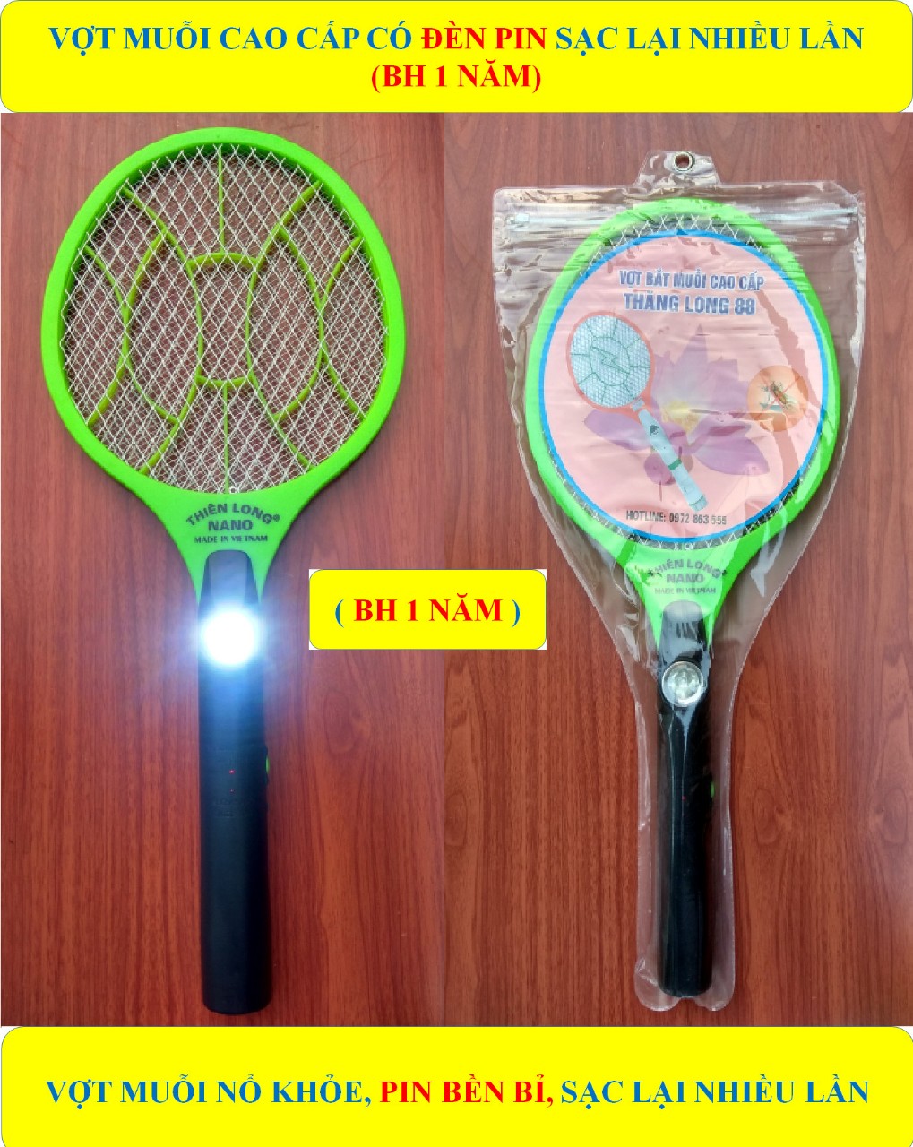 Vợt bắt muỗi cao cấp có đèn pin tháo rời chiếu sáng đa năng (BH 1 NĂM) sạc lại nhiều lần (bộ 1 sản phẩm)