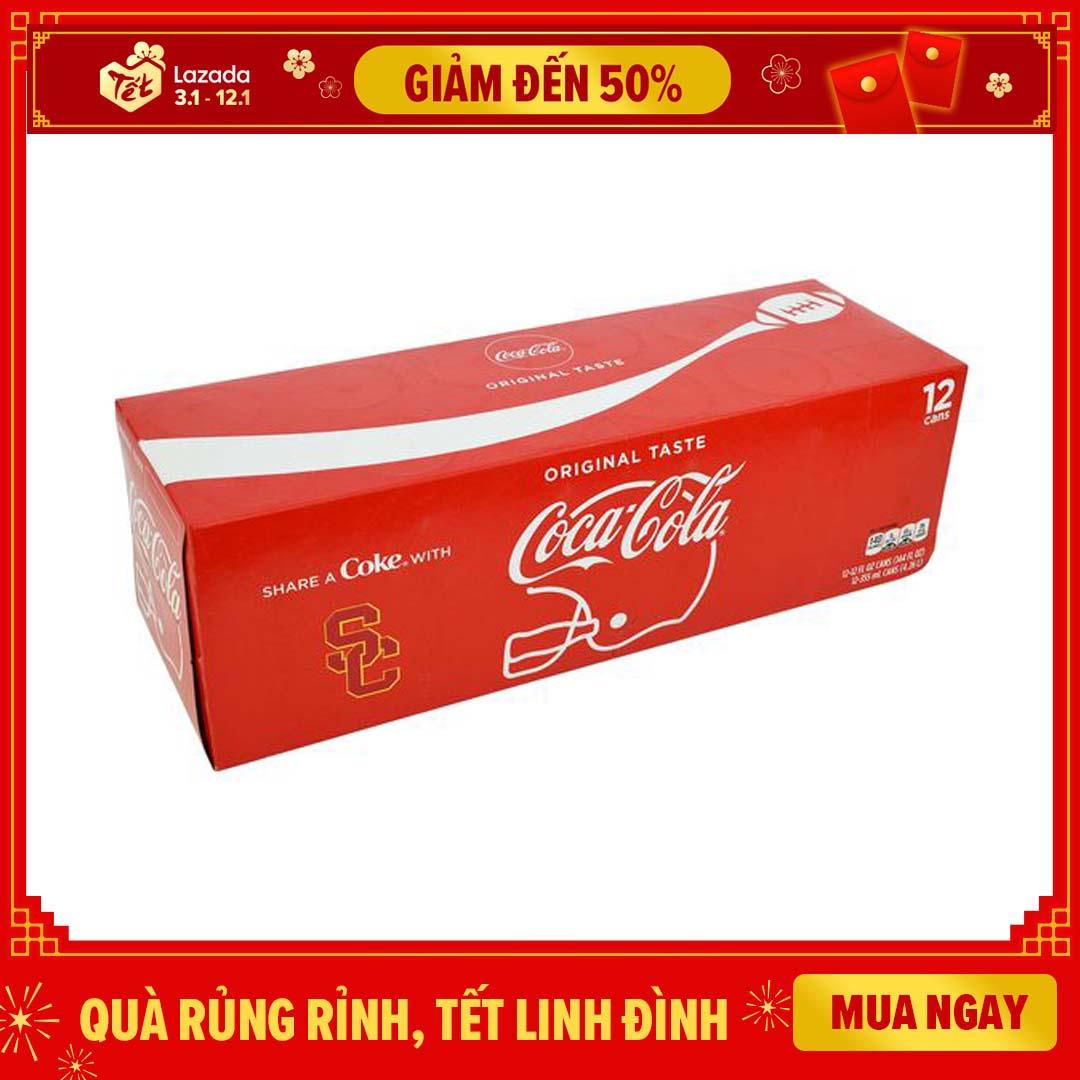 THÙNG NƯỚC NGỌT COCA COLA ORIGINAL TASTE 12 LON 355ML