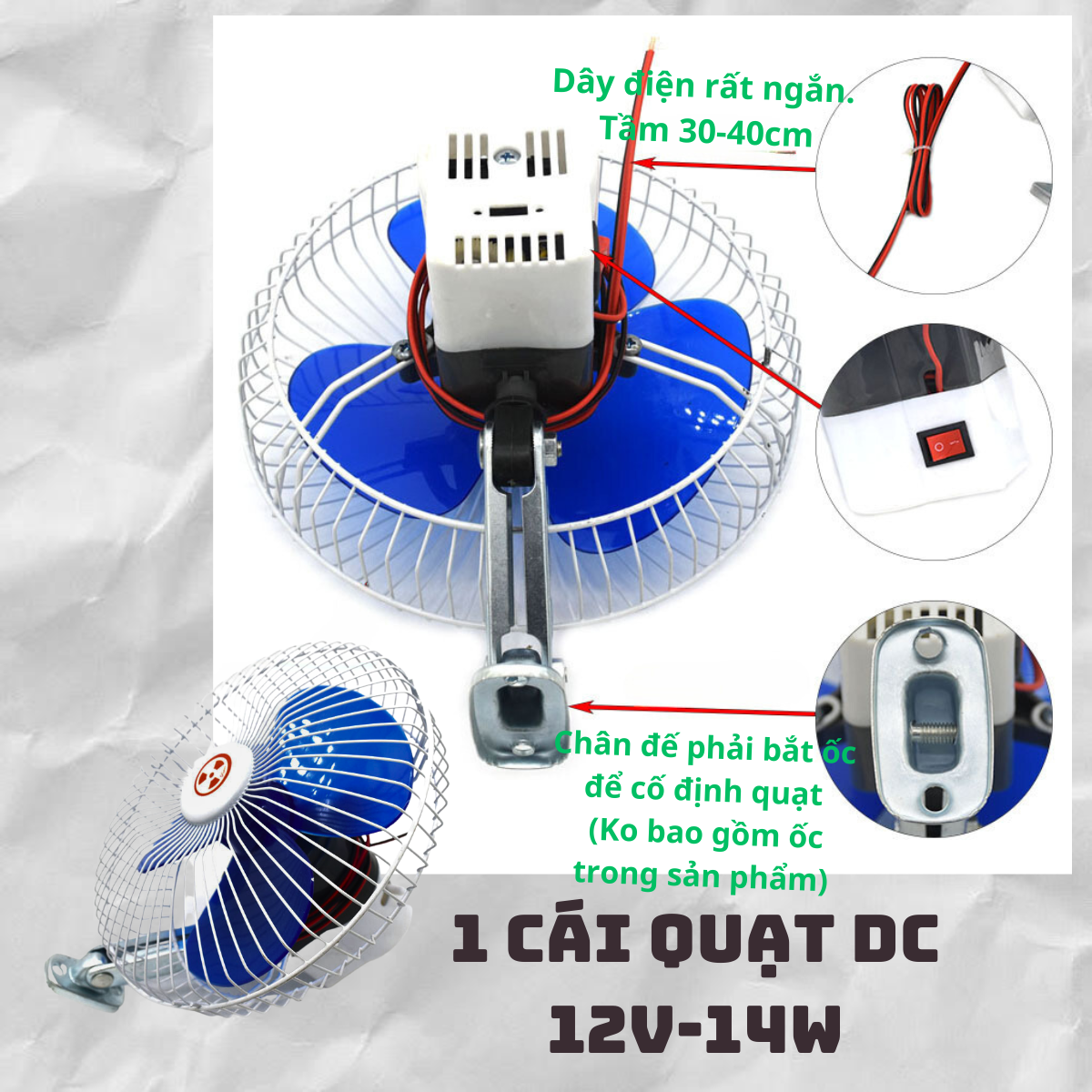 Quạt bàn đường kính 20cm cổng USB - 5v dùng Pin dự phòng
