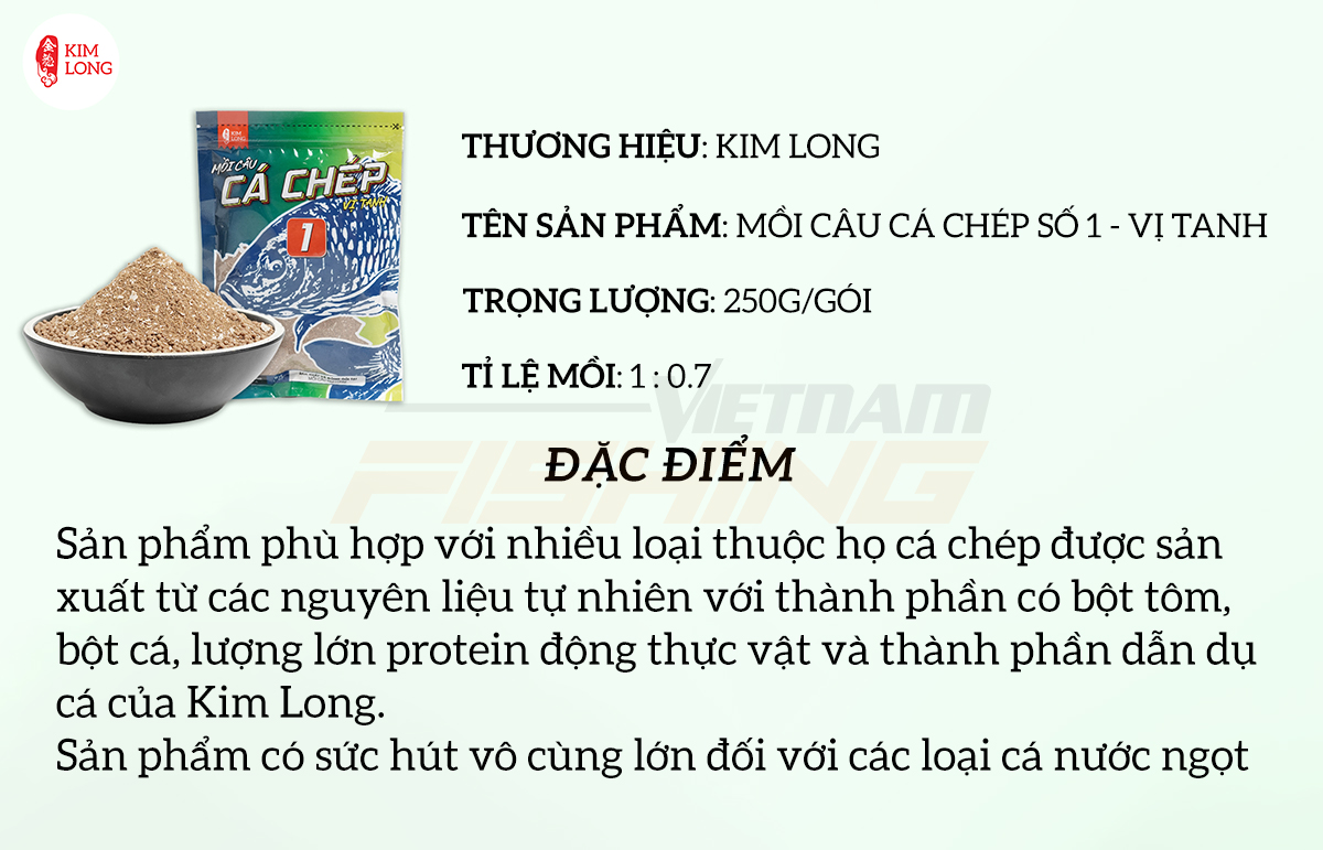 Mồi Câu Cá Chép Kim Long Số 1 – Vị Tanh
