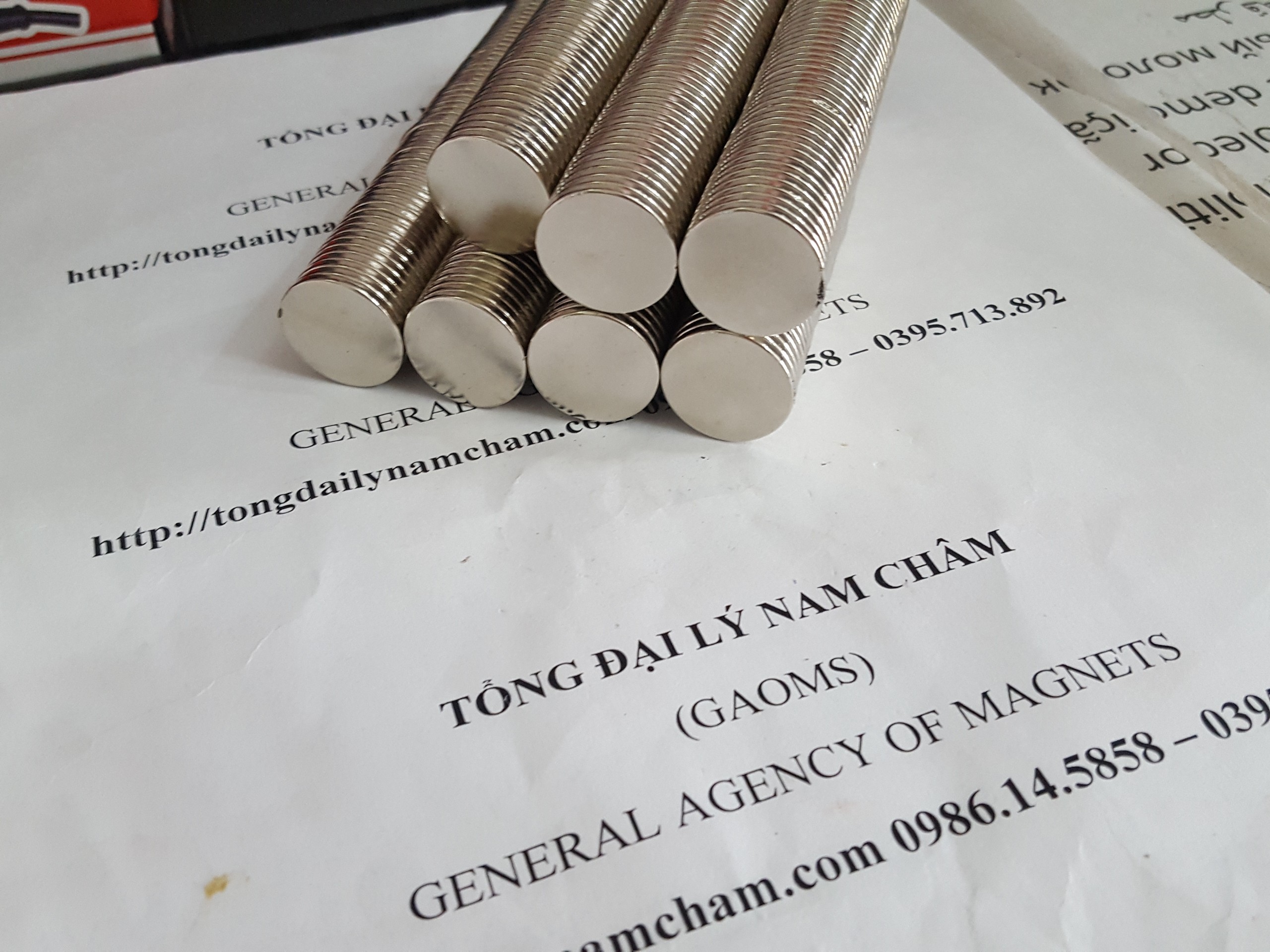 Nam châm trắng 20x2mm-10 viên
