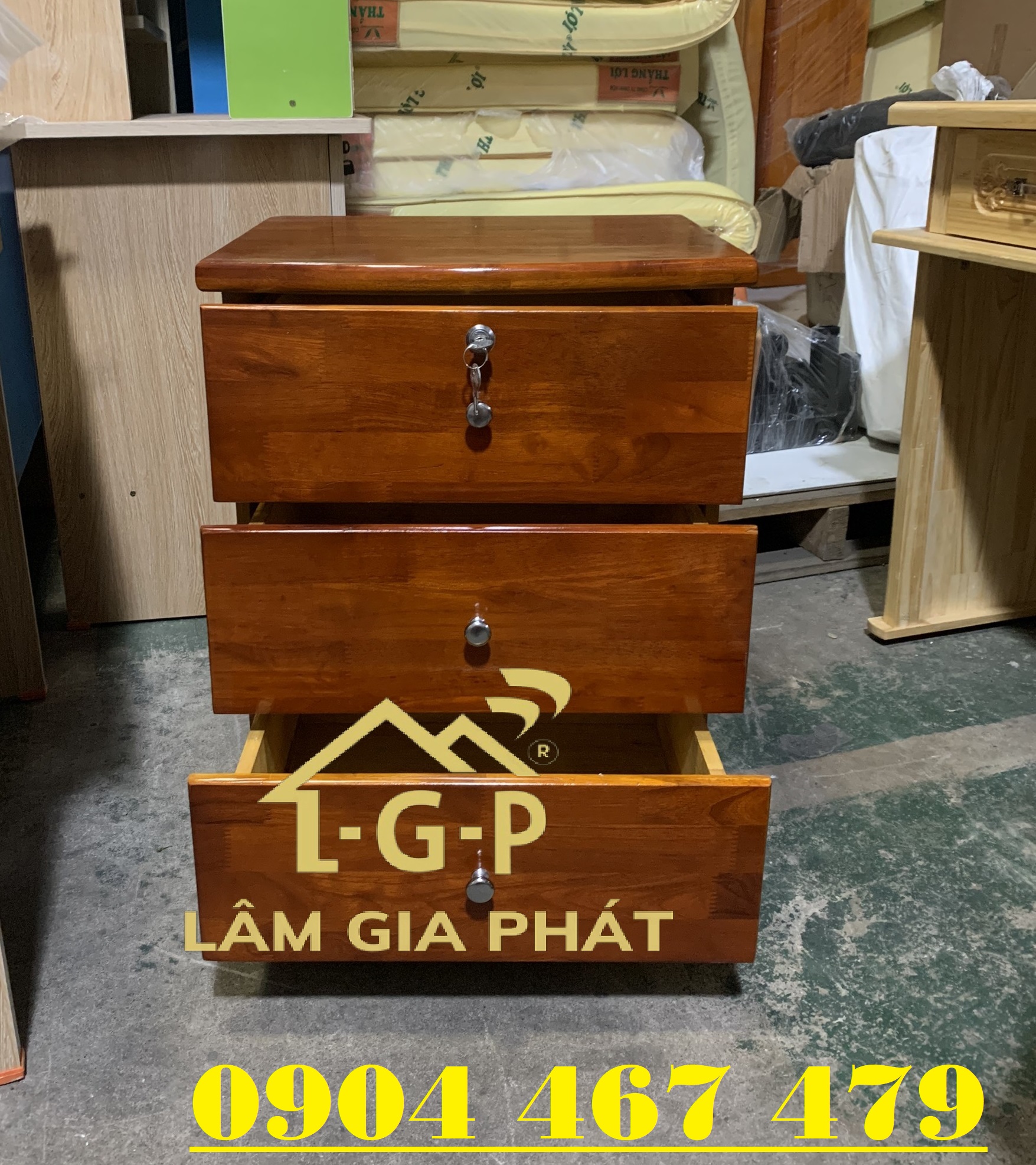 Tủ đầu giường kệ đầu giường gỗ màu nâu cánh gián mới