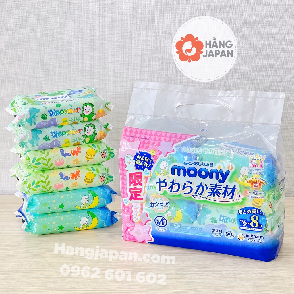 Khăn giấy ướt MOONY mẫu mới (76 TỜ) - Nhật Bản