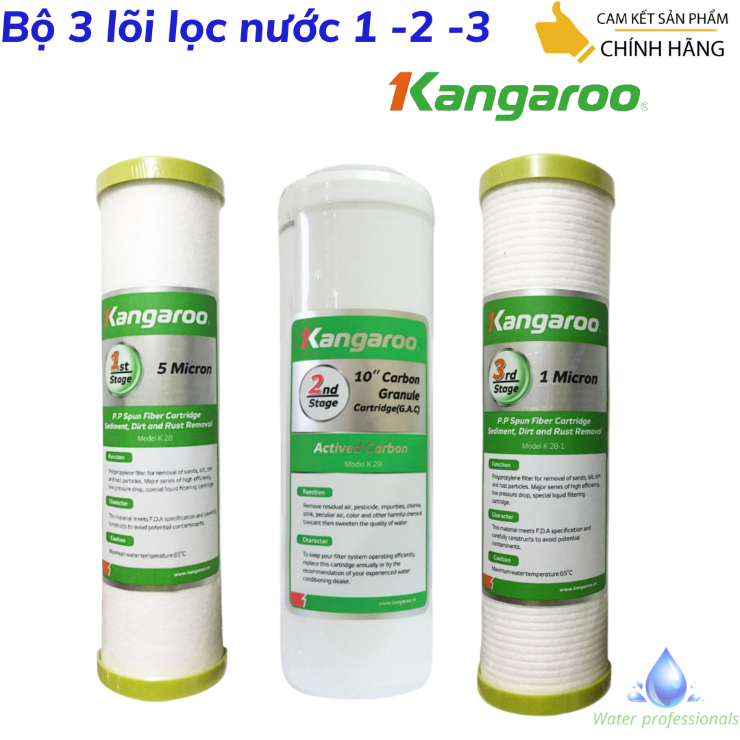 Bộ 3 lõi lọc nước kangaroo , bộ lõi lọc nước 1,2,3 kangaroo , lõi lọc nước kangaroo