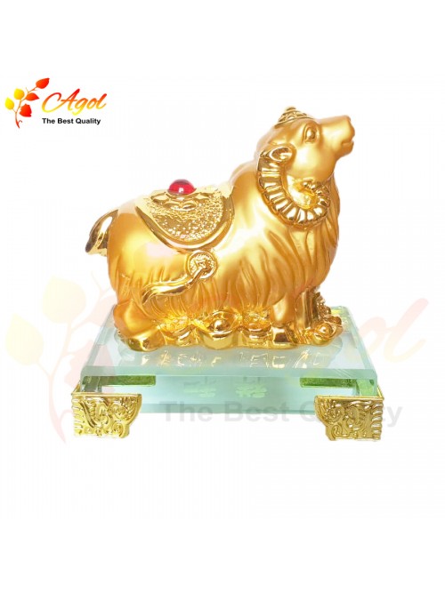 Tượng Chú Dê Vàng Đế Thủy Tinh