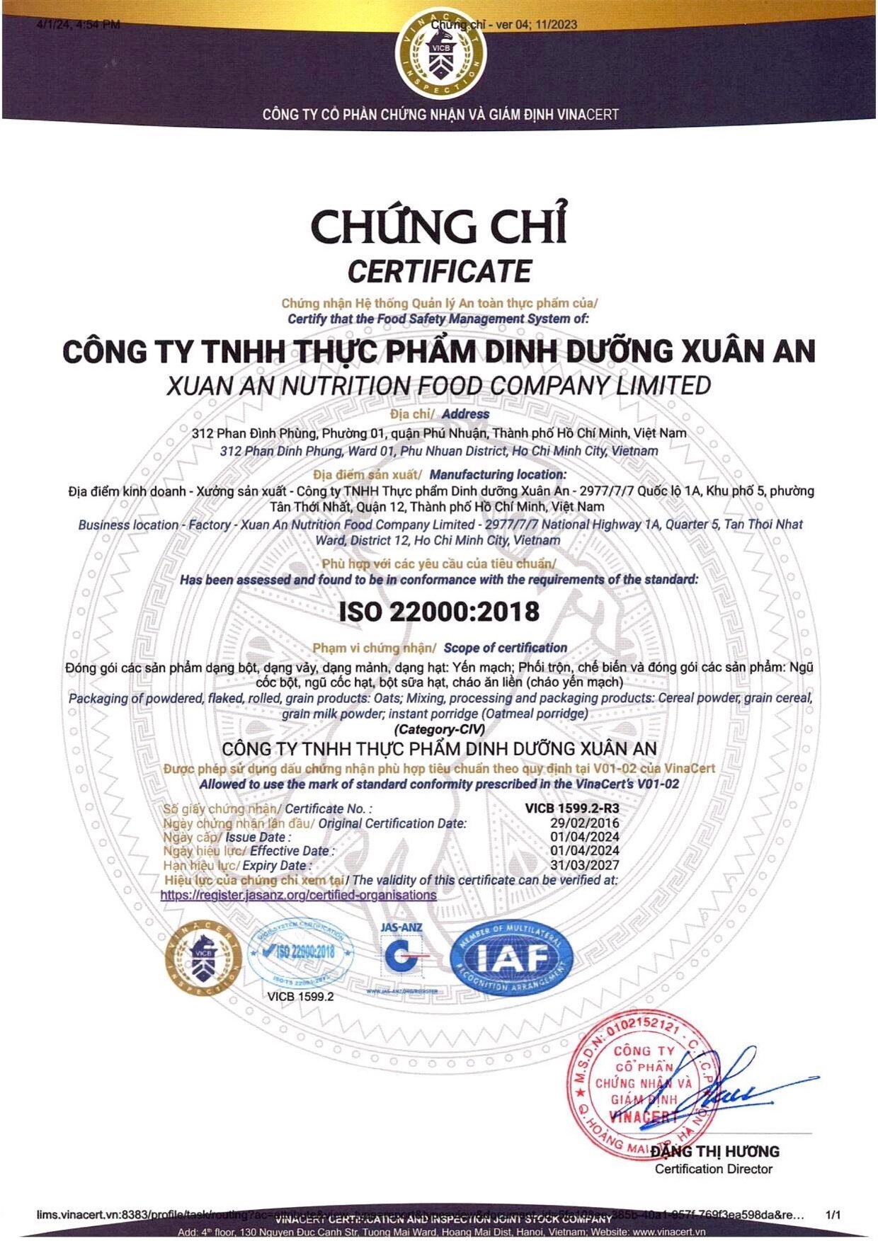 Yến Mạch Hữu Cơ Xuân An [ko đường] Túi 5Kg [cán dẹt] (Giảm 20%)