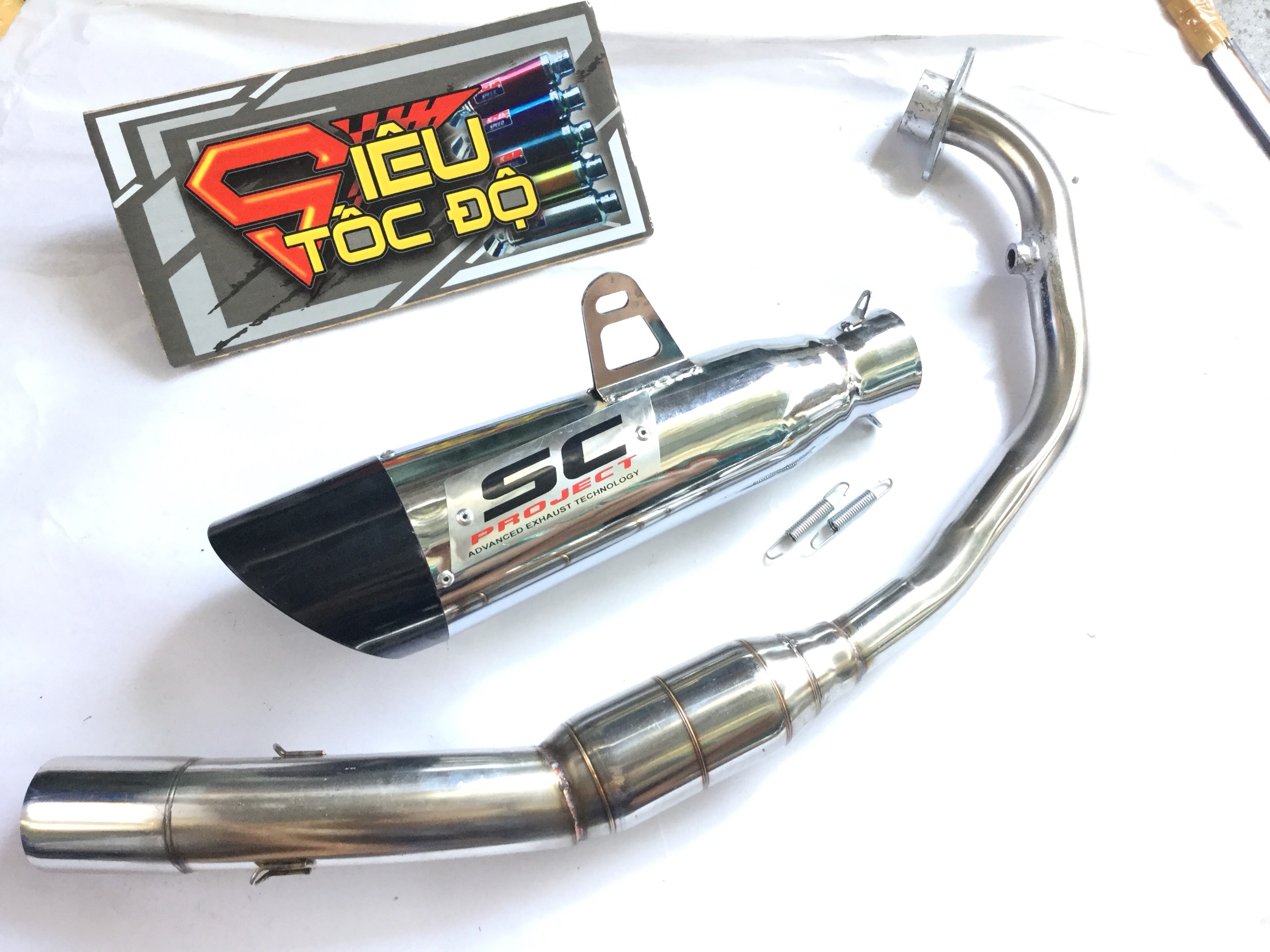 Bộ pô SC vát xéo đuôi đen full cổ pô bầu hơi inox gắn exciter, winer, sonic, raider, satria, gsx, FZ, CBR, TFX, R15,  Sản Phẩm Chất Lượng, Gian Hàng Uy Tín, Giá Cả Cực Tốt, Mua Ngay.