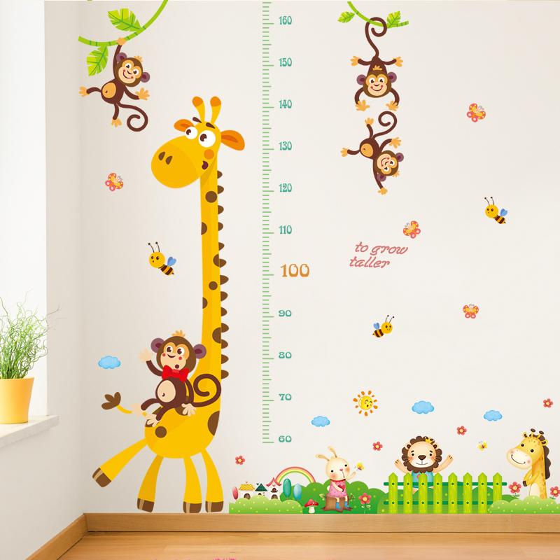 Decal dán tường Thước đo chiều cao hươu vàng- T30-kiddecals