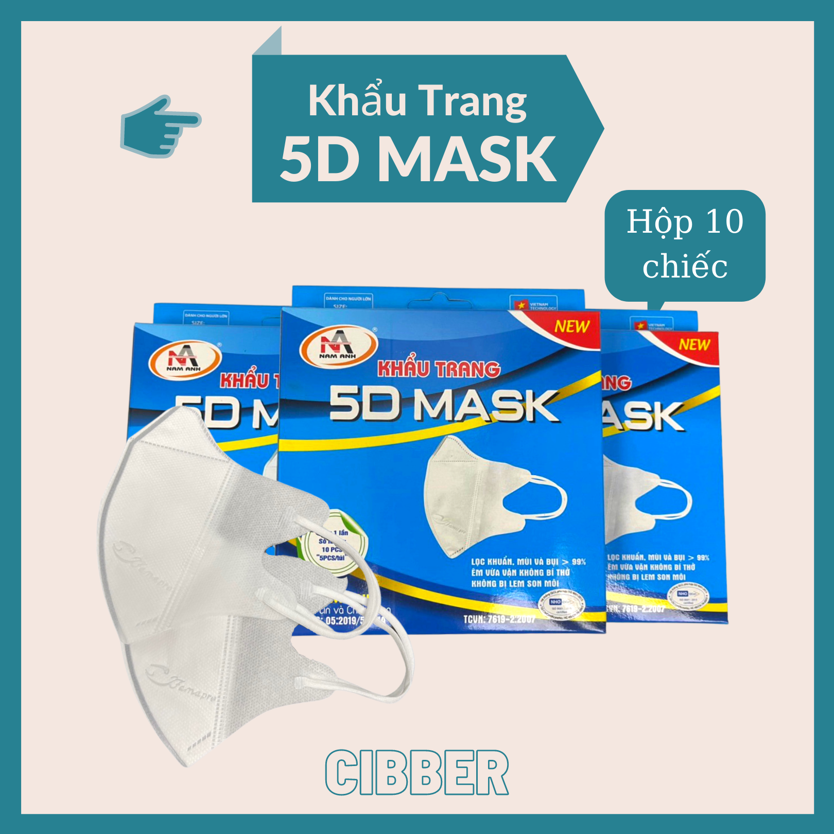 Khẩu trang 5D Mask FAMAPRO (1 Hộp 10 Chiếc)