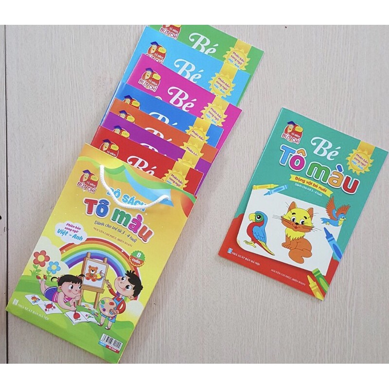Bộ tô màu 8 quyển 8 chủ đề cho bé 3 - 4 tuổi