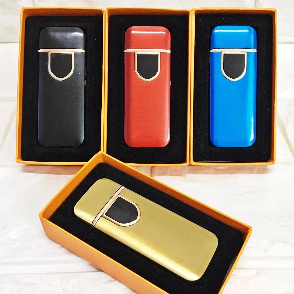 Bật Lửa Điện Cảm Ứng Vân Tay Kim Loại (CÓ ĐÈN PIN - SẠC ĐIỆN) - FULL BOX