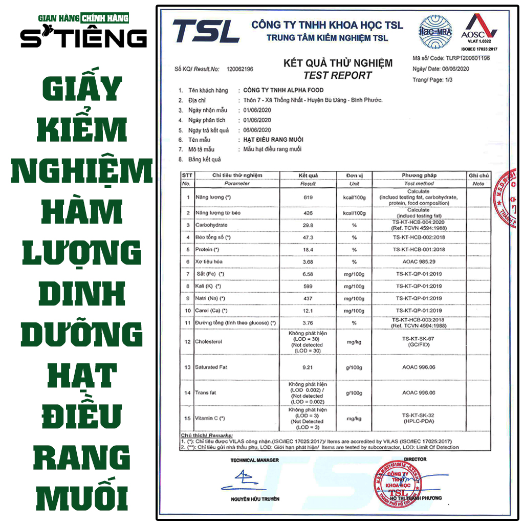 Hạt Điều Rang Muối STIENG Loại Bể Vở Còn Vỏ Lụa