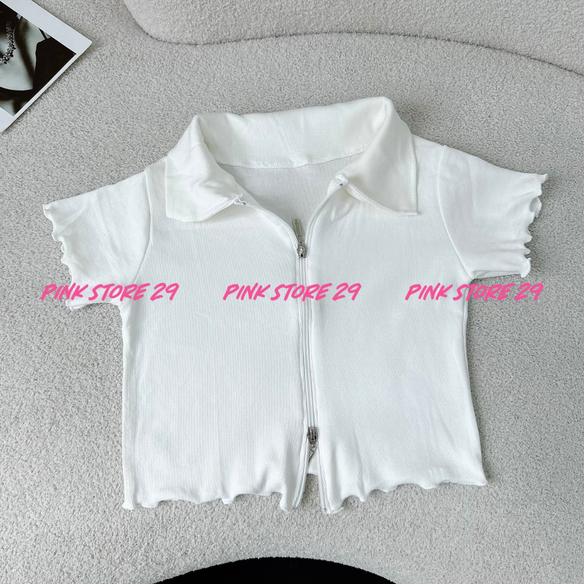 Áo croptop kiểu khóa kéo 2 đầu PINKSTORE29 A5029