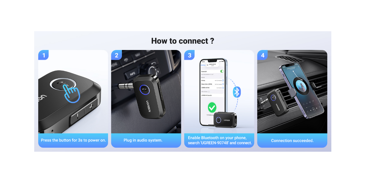 Thiết bị nhận Bluetooth 5.3 jack cắm Audio AUX 3.5mm - Ugreen 90748 Chính Hãng