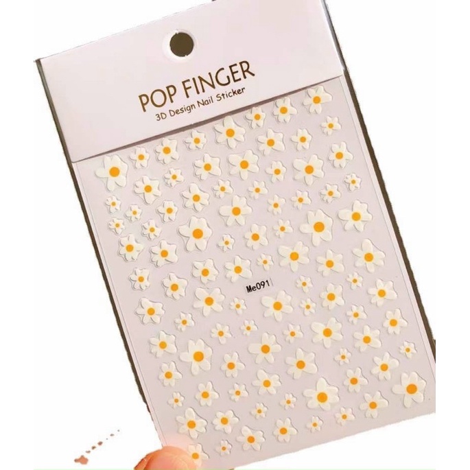 Sticker hoa dán móng tay nail hoa trắng