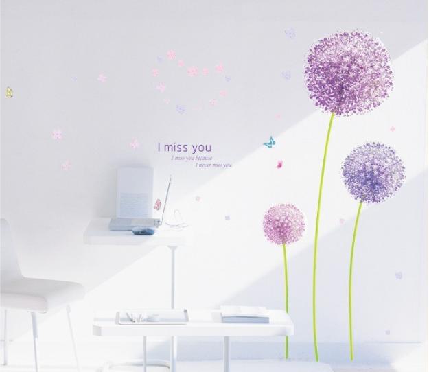 Decal trang trí Hoa Cẩm Tú Cầu Tím