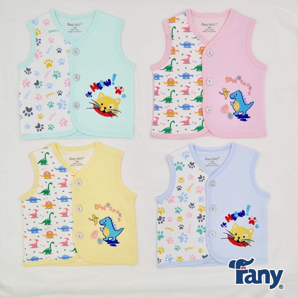 (Hàng đẹp) Áo Gile Cho Bé Sơ Sinh Chất Cotton 2 Lớp Mềm Mịn Vải Đẹp Đến 15kg Hiệu Fany