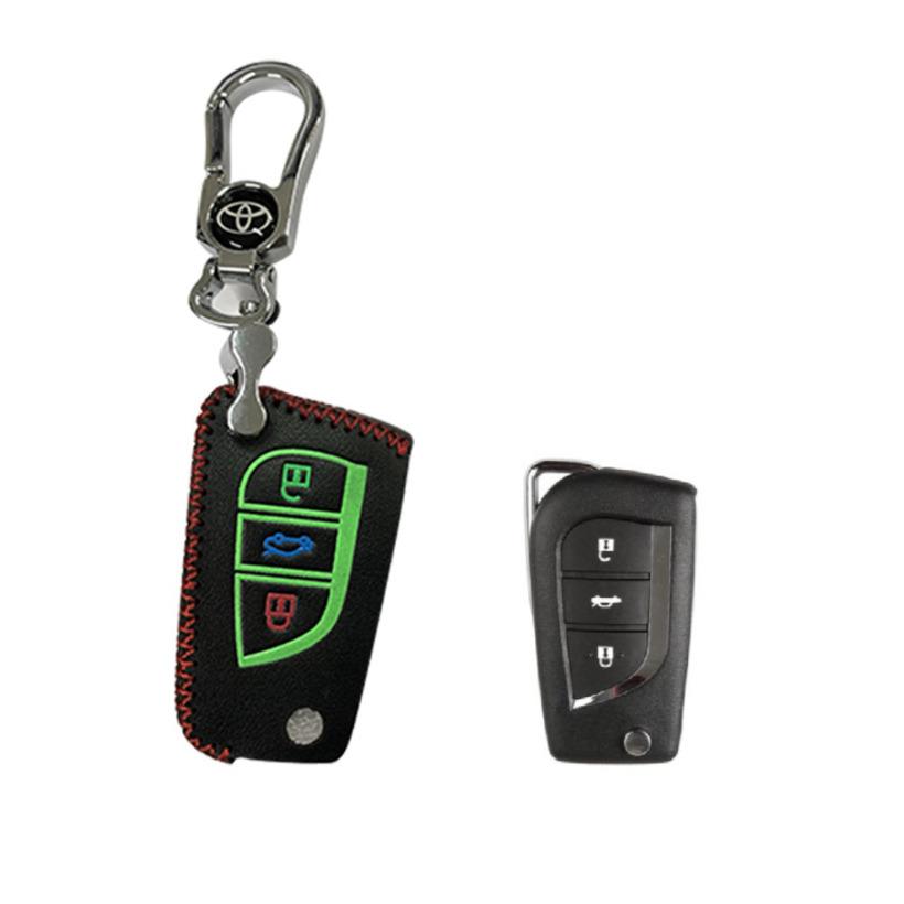 Genuine leather reflective keyed leather case for Toyota INNOVA, COROLLA ALTIS, WIGO