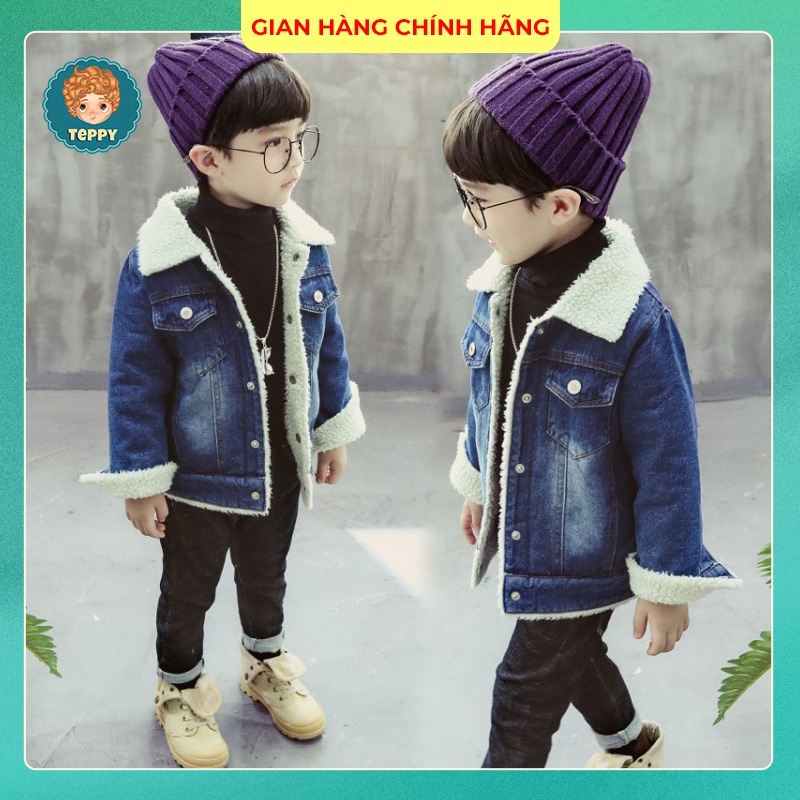 Áo khoác jean lót lông cho bé