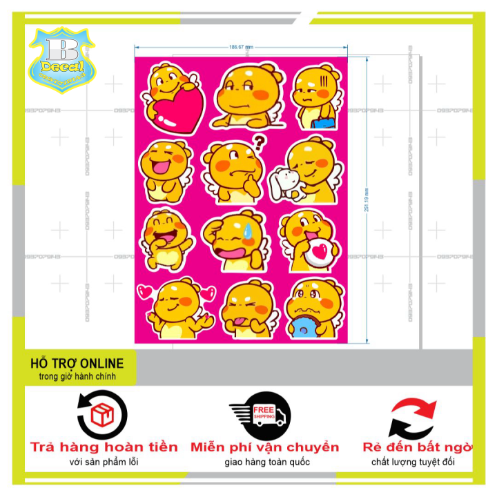 Logo sticker khủng long dễ thương kute