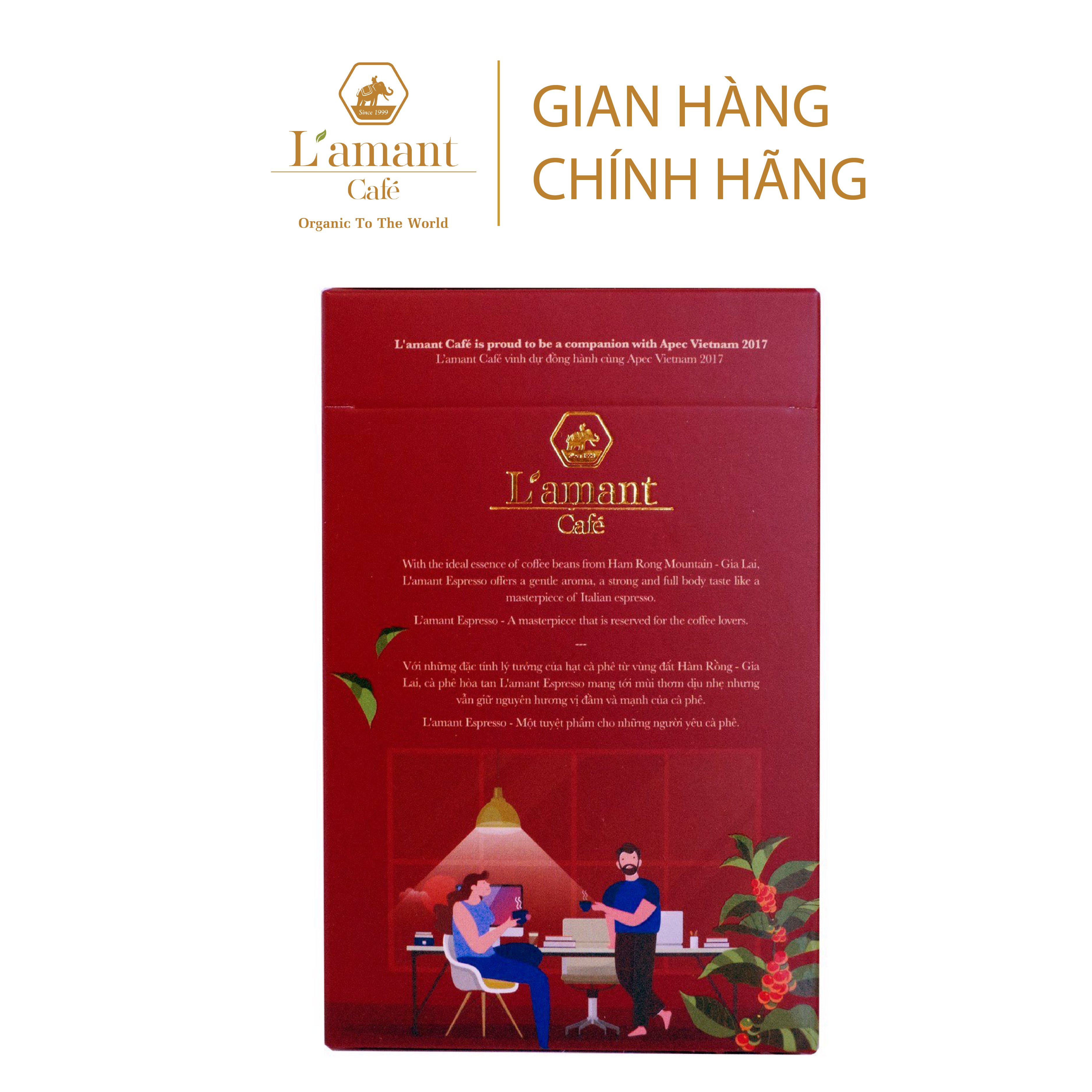 [MỪNG ĐẠI LỄ TẶNG QUÀ MÊ]  Cà phê hòa tan đen L'amant Espresso - L'amant Espresso Instant Coffee (Hộp 100 gói x 2gr)