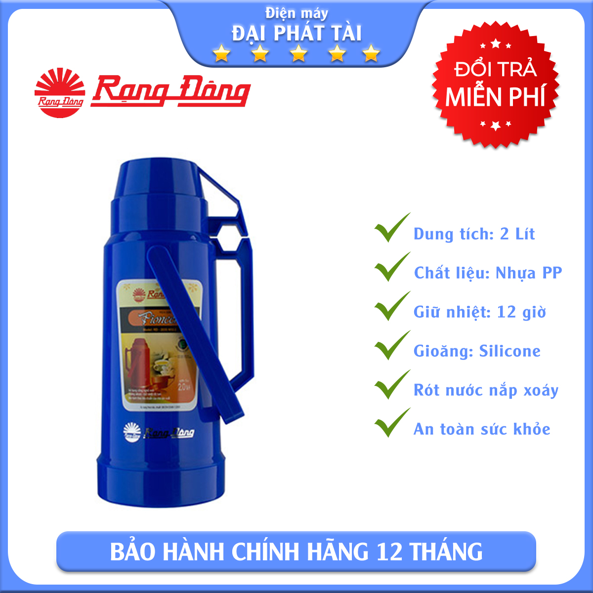 [CHỈ GIAO Ở TP HCM]  Phích nước Rạng Đông 2 Lít RD 2035 N10.E