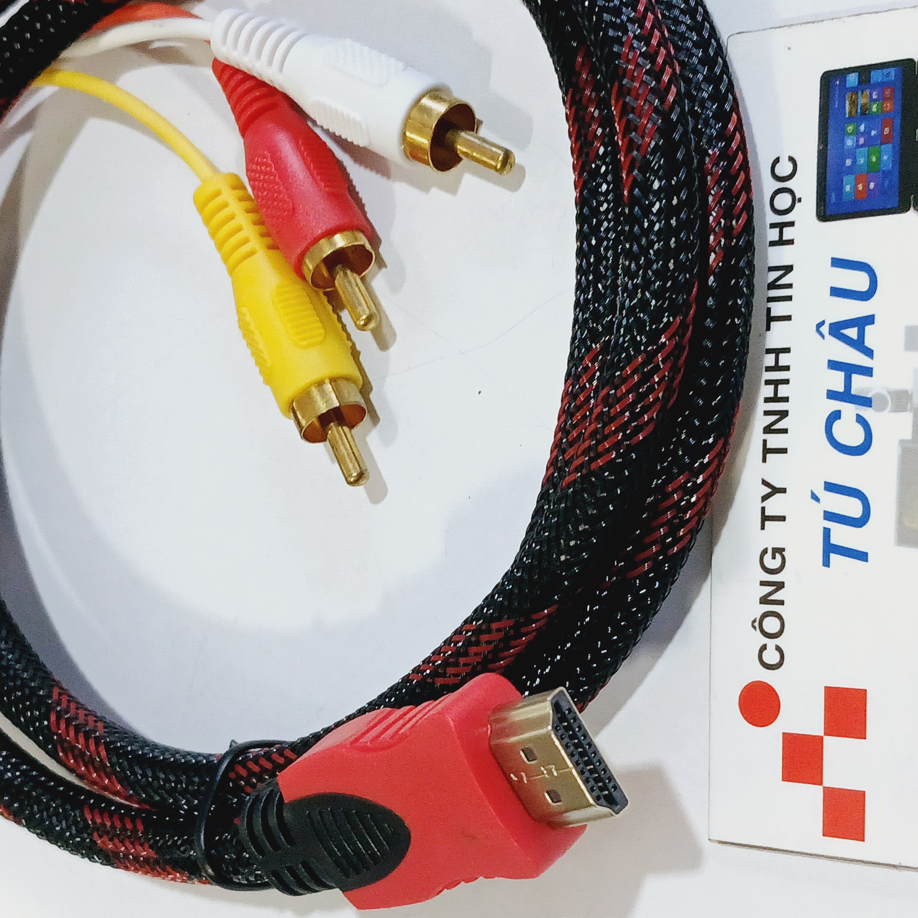 Cáp HDMI ra 3 AV (3RCA) (Đầu chuyển (3 AV Cái) /  Cáp dài 1.5m (3 AV Đực))