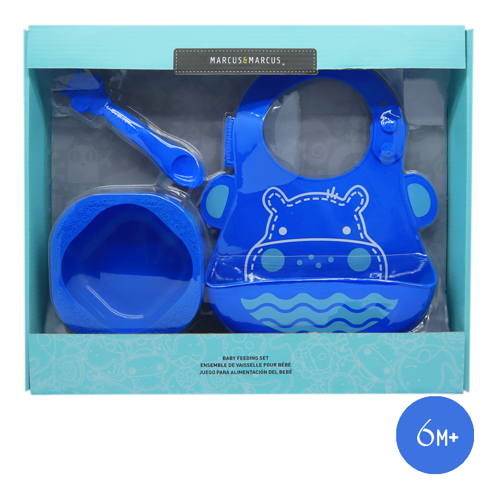 Bộ đồ dùng ăn dặm silicon Baby Marcus & Marcus, cho bé từ 6 tháng - Lucas