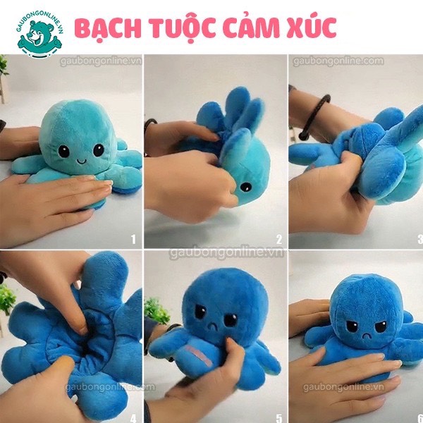 [HCM]Gấu Bông Bạch Tuộc Cảm Xúc 2 Mặt 22cm