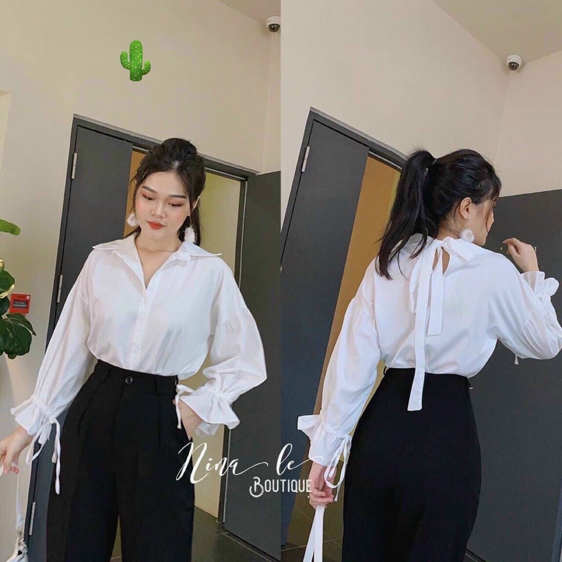 ÁO SƠMI TAY PHỒNG BUỘC NƠ LƯNG HOT
