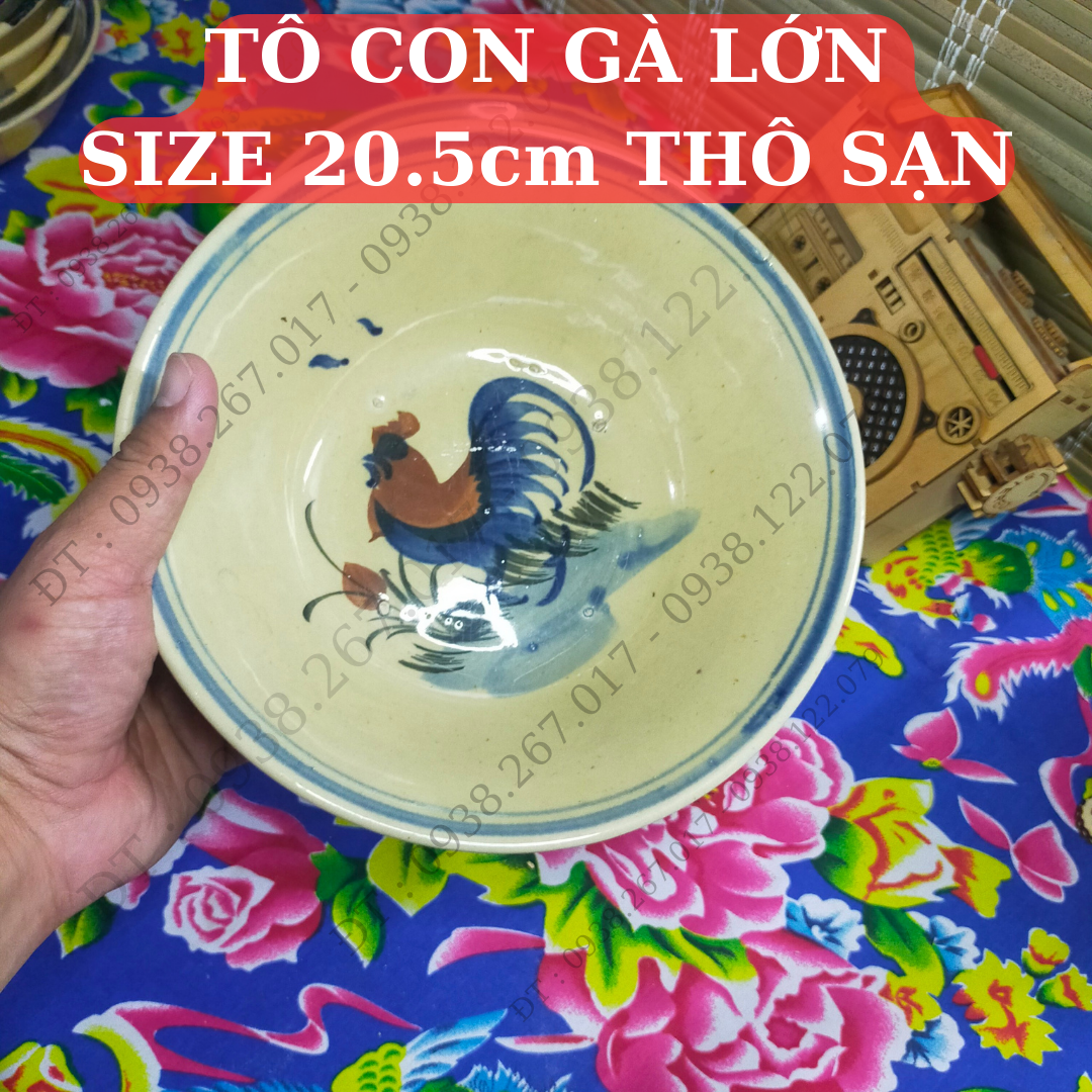 [HÀNG THÔ]TÔ CON GÀ LỚN ĐƯỜNG KÍNH 20.5cm (PHONG CÁCH NAM BỘ XƯA)