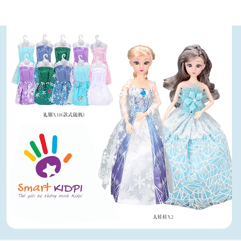 COMBO 2 Búp Bê ELSA TÓC MÂY kèm 10 trang phục và các phụ kiện