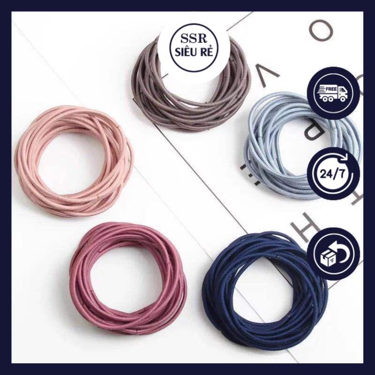 Set 100 Dây Buộc Tóc Trơn Kèm Túi Zip Siêu Xinh - Cột Tóc (MS7)