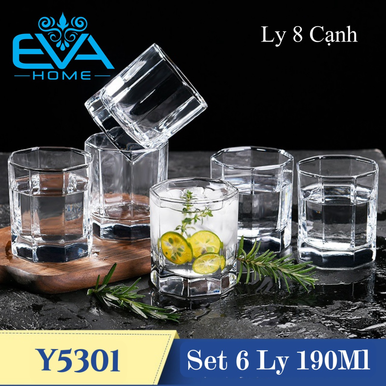 [HCM]Hộp 6 Ly Thuỷ Tinh Dáng Bầu Thấp 190 Ml Deli ES5301 M2959