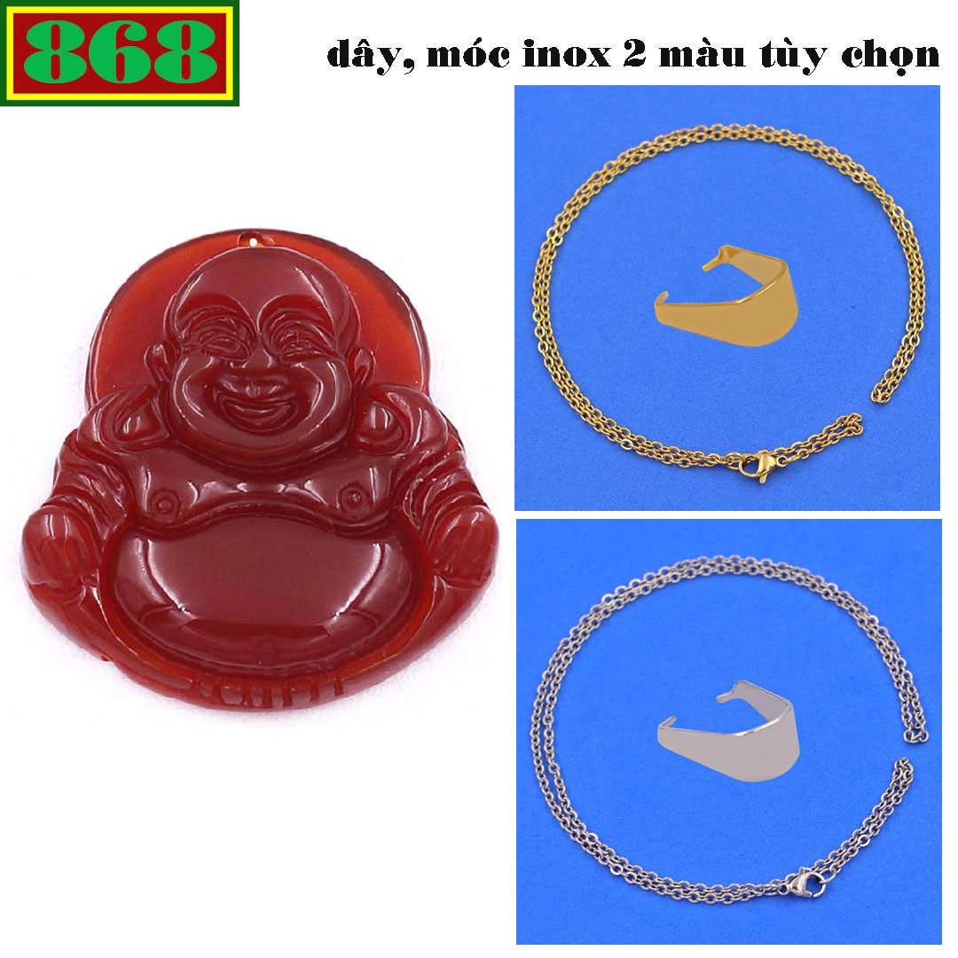 Dây chuyền mặt Phật di lặc đá Mã Não đỏ 2.9 - Mặt Size nhỏ